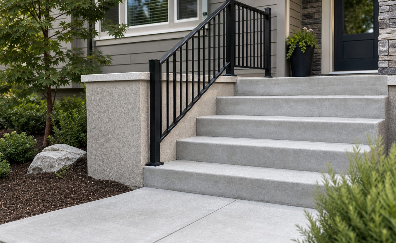 Concrete steps and walkway