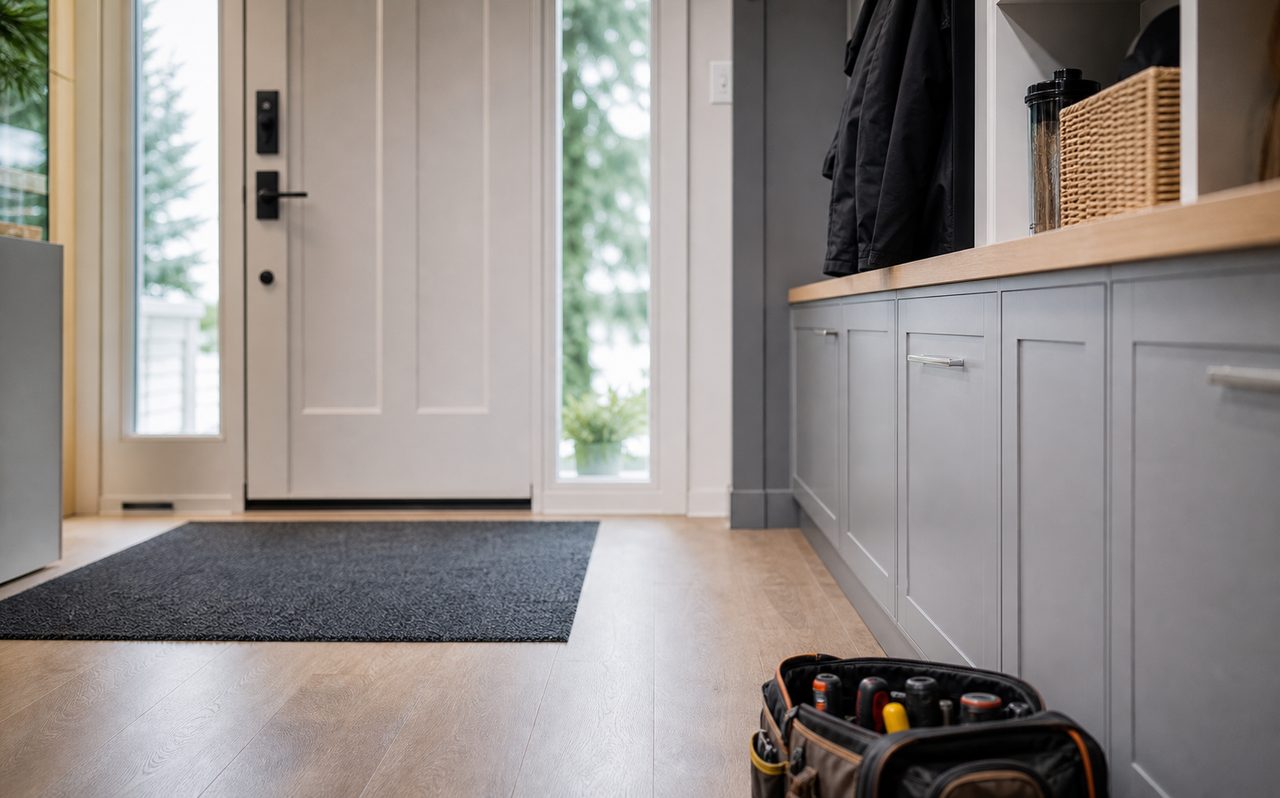 Finished entry and mudroom